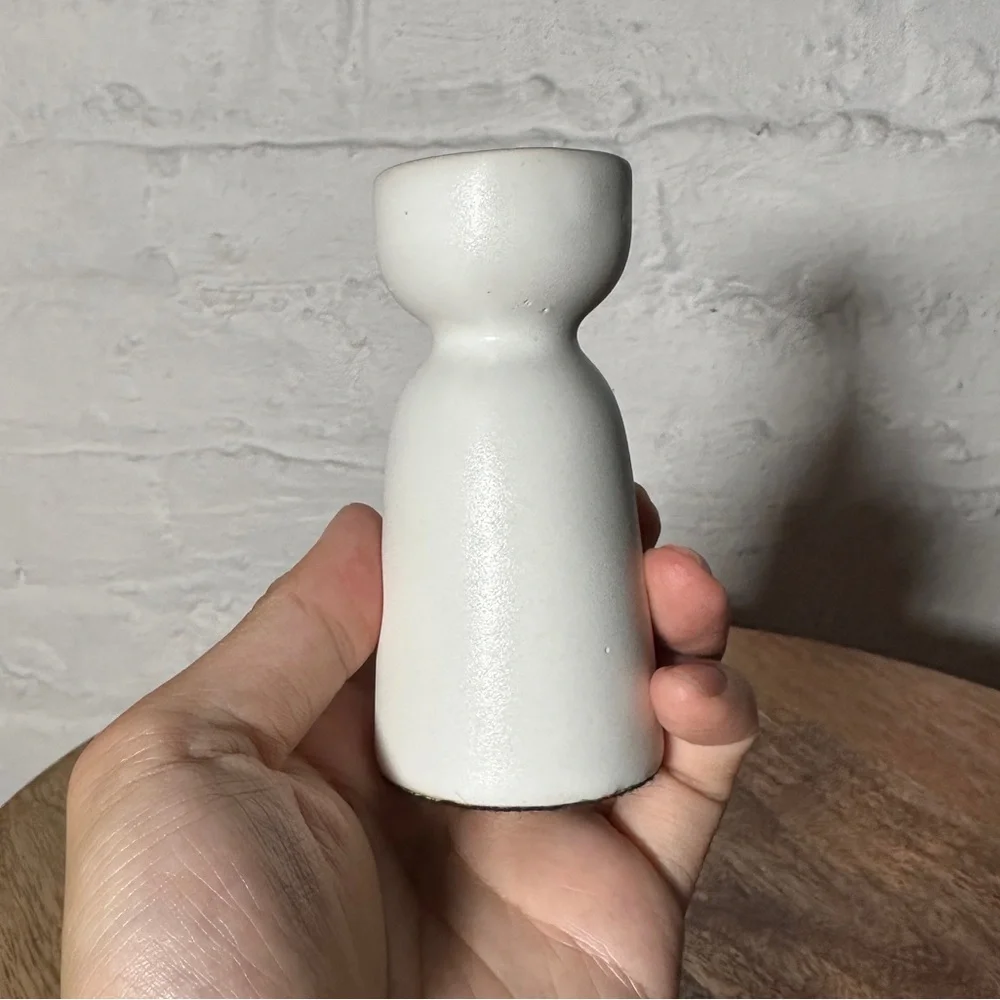 West Elm Pair of Pure Ceramic Taper Candle Holders